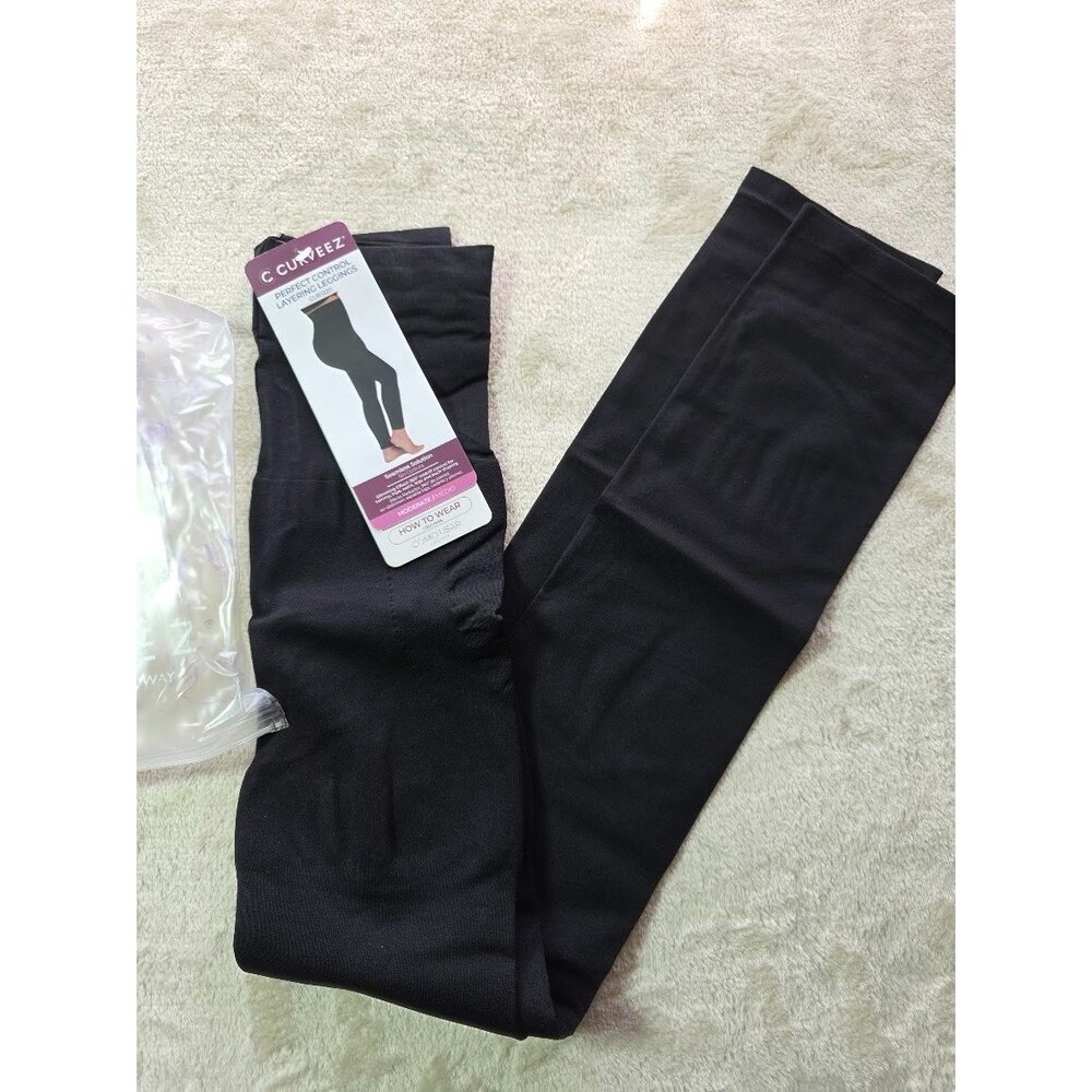 Curveez Perfect Control Layering Compression Leggings CUR1220 Black Large NWT